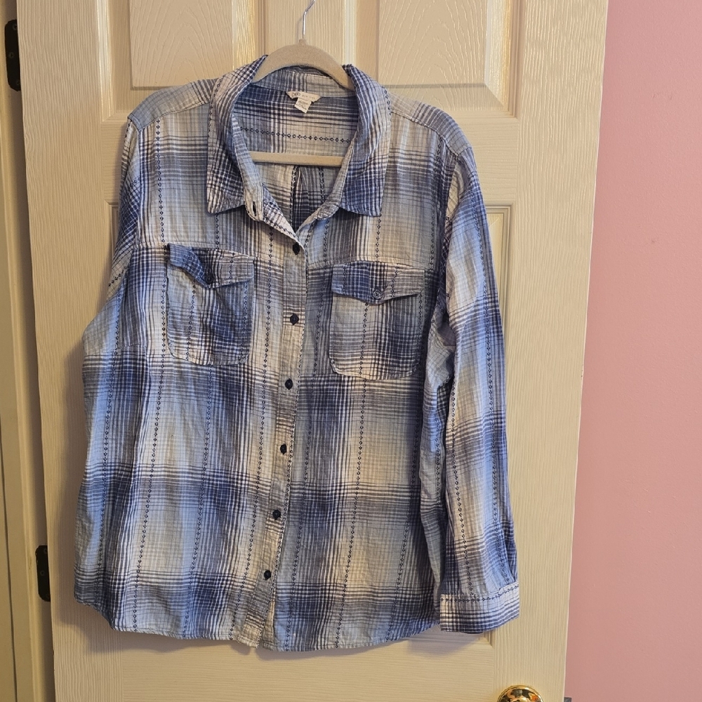 Cato‎ Blue and White Plaid Shirt